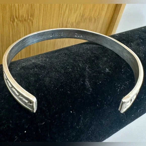 ZUNI JOHN & ROSALIE BOWANNIE JRB Navajo Sterling Silver Turquoise Cuff Bracelet - Picture 7 of 12